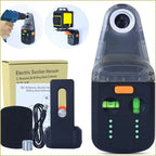 Complete electric suction vacuum kit with packaging box, L-bracket, USB charging cable, adapter screw, and dust collector unit.